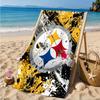 Ręcznik plażowy z logo Pittsburgh Steelers, Szybkoschnący, Łatwy w pielęgnacji, Odpowiedni zarówno do fitnessu, jak i na wakacje na plaży, Niezbędny sportowy