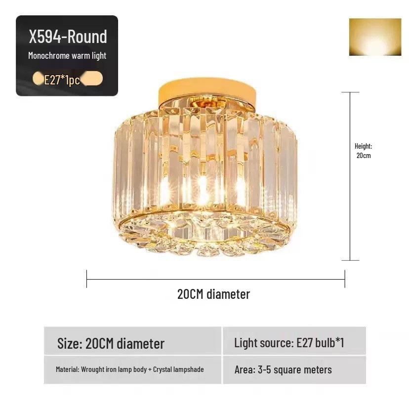 Luxury Crystal Ceiling Light for Nordic Room, Hallway, Entrance, Balcony, or Dining Room - Round/Square Luminaire.