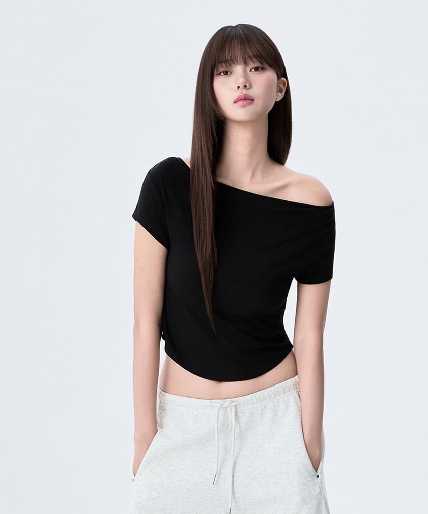 MIXXO Cowl Neck Two-Way Short Sleeve T-Shirt_Miwhwg719A