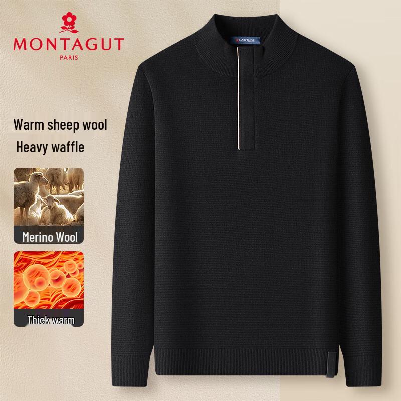 

MONTAGUT Men s Autumn/Winter Stand-Collar Wool Blend Pullover Sweater 2XL