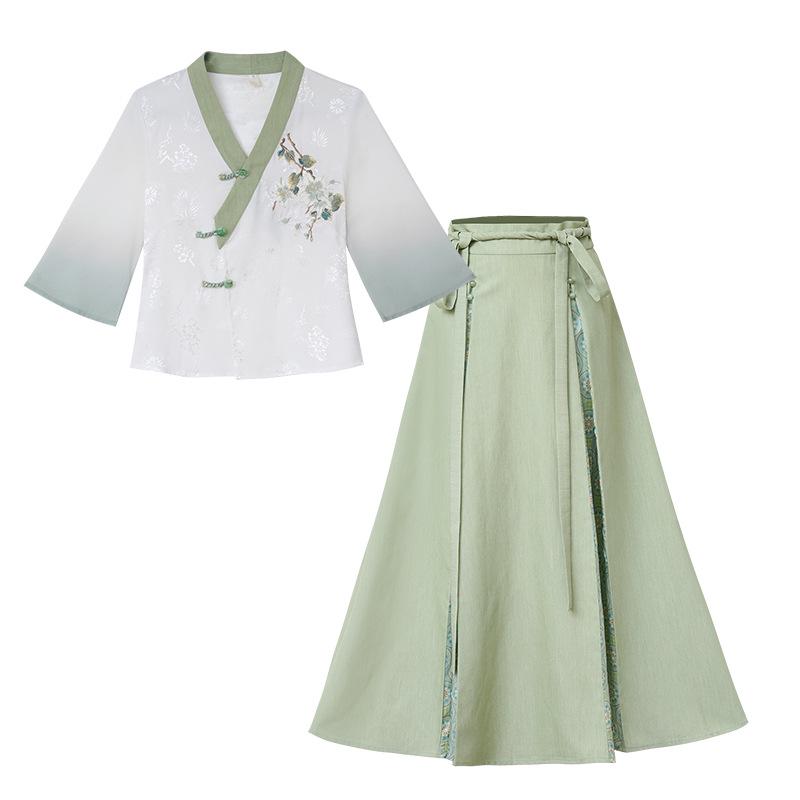 Vintage Chinese Cheongsam & Tang Suit Two-Piece Hanfu Set for Women