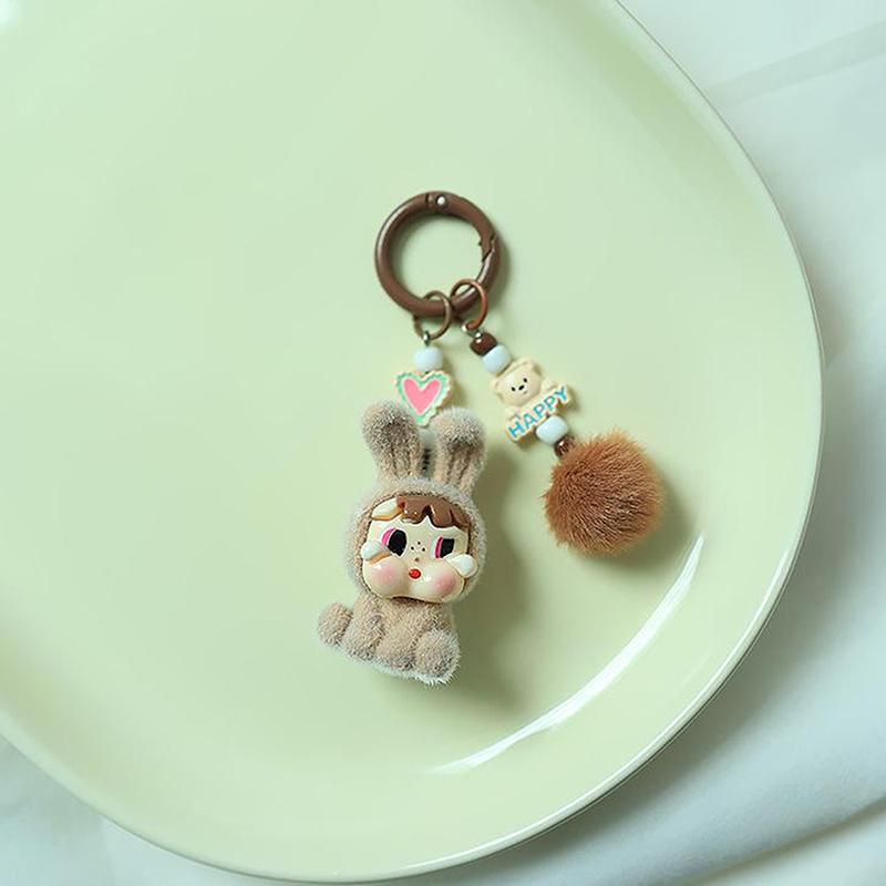 Cute Cartoon Plush Rabbit Hat Crying Baby Key Chain Kawaii Doll Pendant Backpack Decoration Jewelry Pendants Accessories Gifts