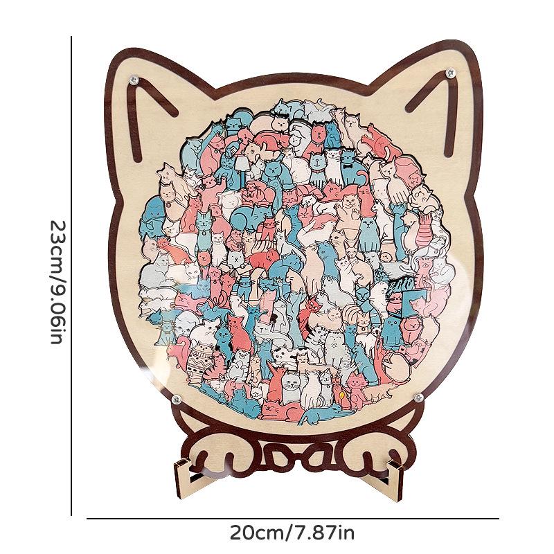 Puzzle 3D en Bois Chat Forme Irrégulière - Jouet Mignon à Empiler Amusant Cadeau