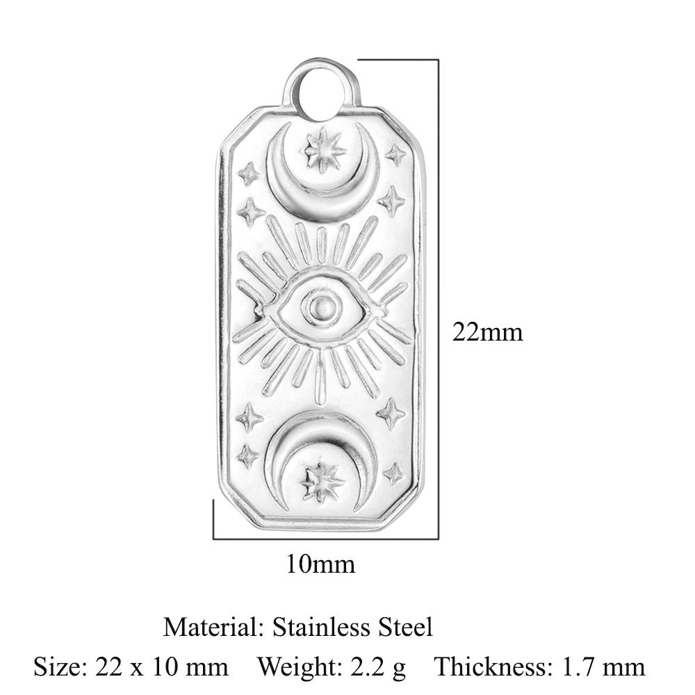 Sun Evil Eye Mirror Polished 316 Stainless Steel DIY Charm Moon Hamsa Hand Zircon Jewelry Star Heart Necklace Pendant