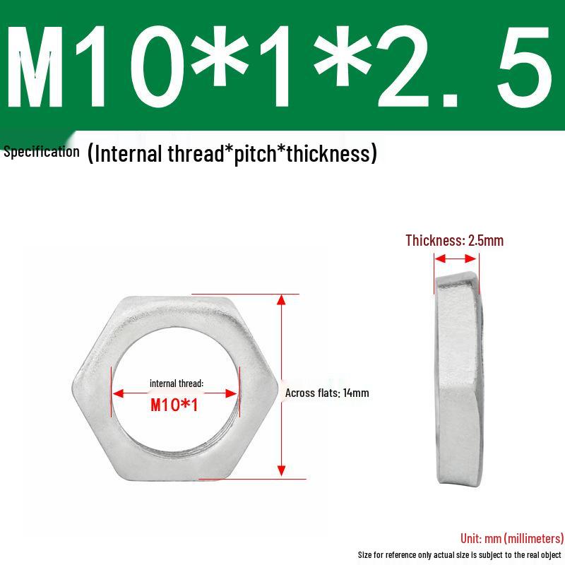 GB808 White Zinc Hex Thin Nut, Fine Thread, Lamp-Type, M6-M30