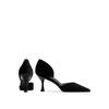 Black high heels spring new pointed hollow single shoes women's summer stiletto cat heel shallow mouth middle heel cmcm