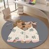 1pc Floral Hearts Dachshund Office Round Area Rug, Under Office Chairs Bedroom Living Room Home Decor, Room Deco