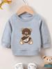 European Size Cartoon Bear Print, 0-3 Years ' Durable Wrinkle-Resistant Comfortable Spring/Fall Versatile Crew Neck Sweatshirt