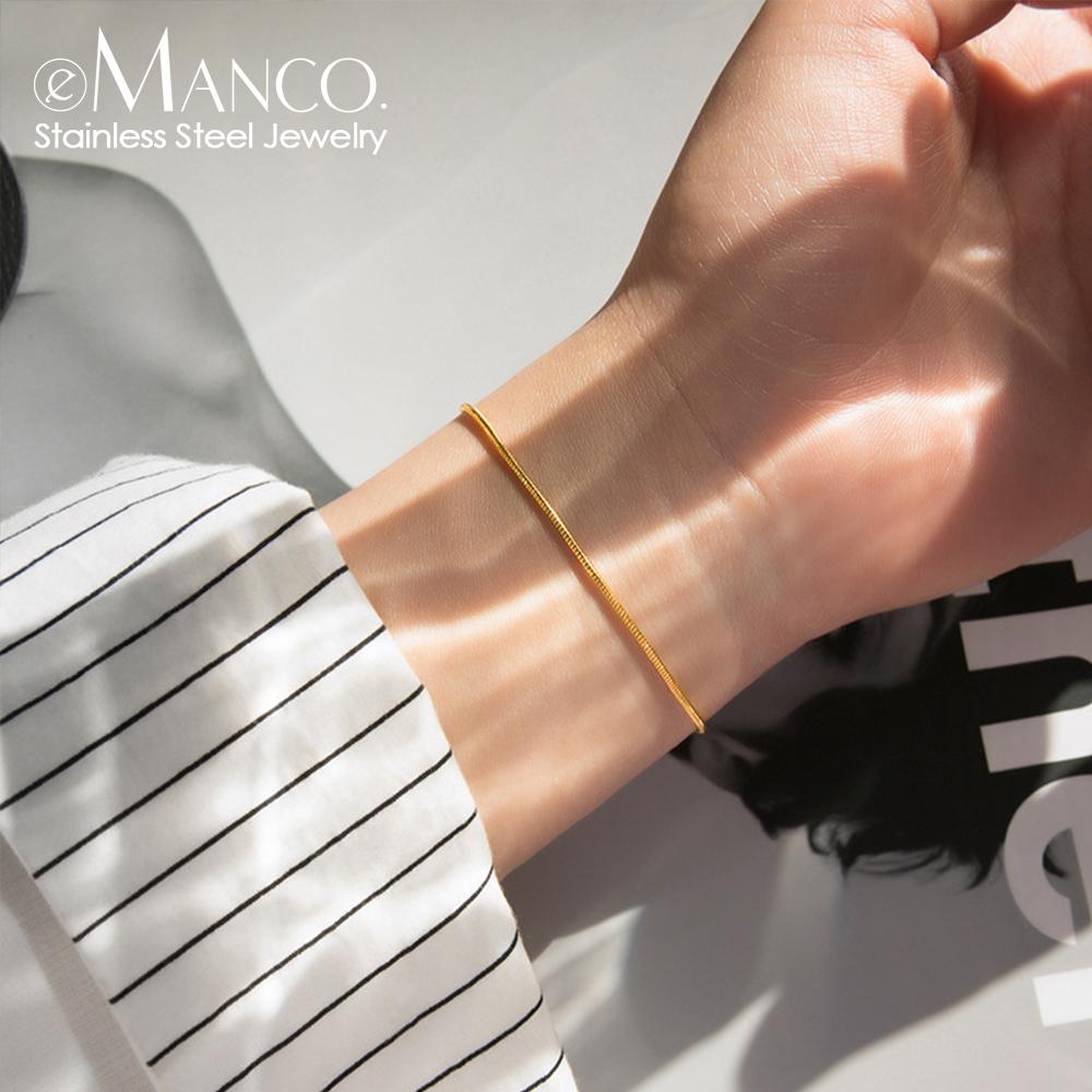 Emanco Bracelet Is Fashionable Versatile Colorless Round Snake Bone Chain Personalized Accessory Charming Jewelry Gift Bracelet YS15672&15+3cm золотой