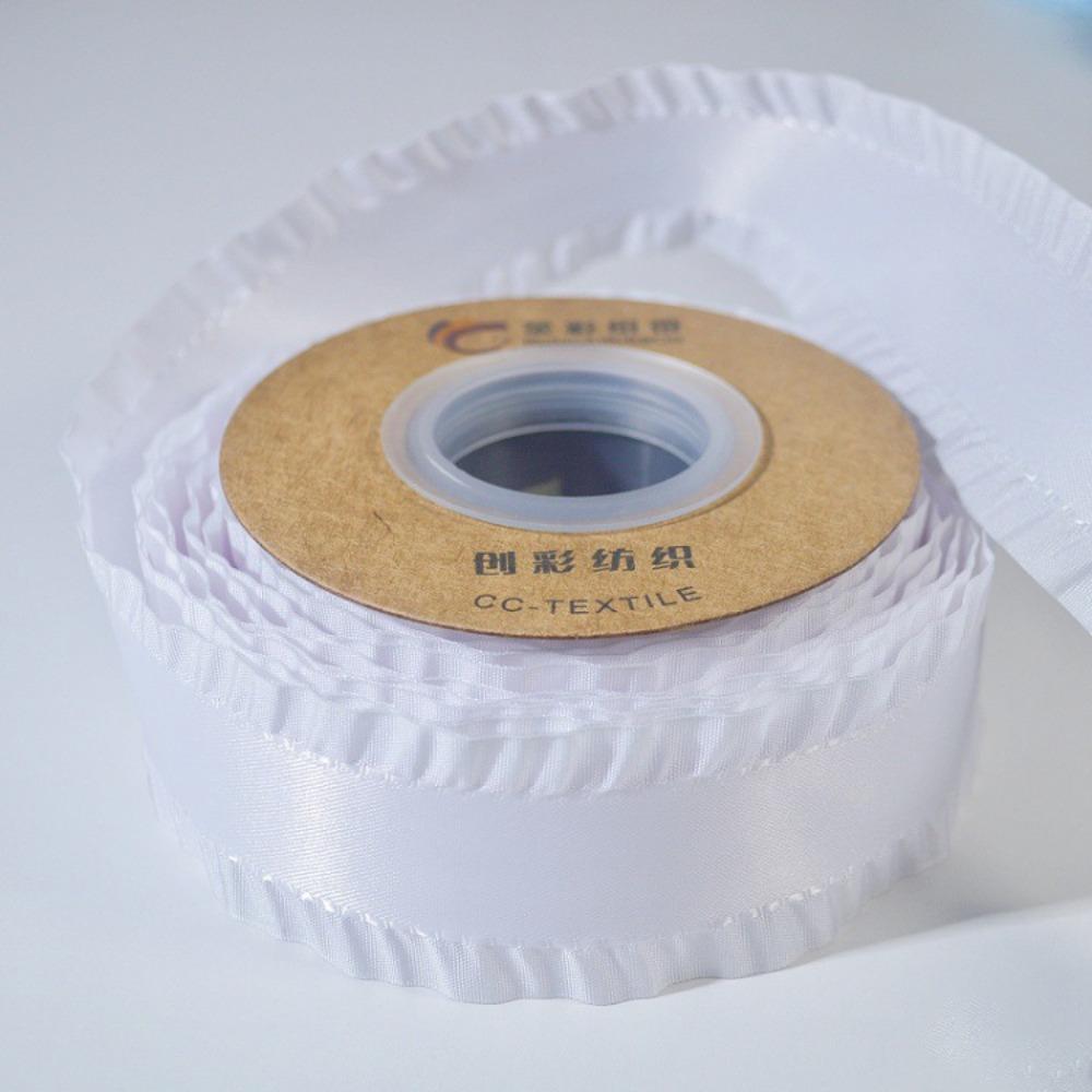 5yards Polyester Ruffles Edge Satin Ribbon Skirt Edge Woven Band  For DIY Hair Garment Accessories