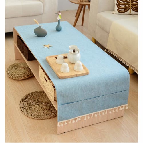 Rectangular Tablecloth for Tea Tables/Coffee Tables, Multi-Cover, Solid Color, Japanese Style, Cotton-Linen Table Cover, Water-Repellent, Oil-Proof, D