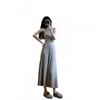 Elegant Knit Midi Dress With High Waist Pleats Slim Fit Sleeveless Round Neck Women Office Chic 2025