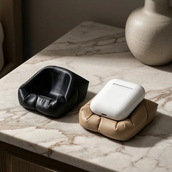 One-piece Headphone Holder 3D Printed Pillow-Shaped Stand, Cute Desk Organizer for Earbuds Study Stand Charging Case, Anti-Slip Stable Display