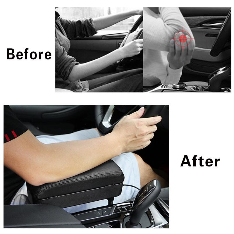 Universal Car Armrest Box Adjustable Elbow Support Auto Center Console Auto Seat Gap Organizer with Wireless