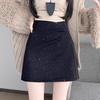 Girls' Sequin Tweed High-Waist A-line Skirt - Irregular Hip-Hugging Design for Autumn/Winter