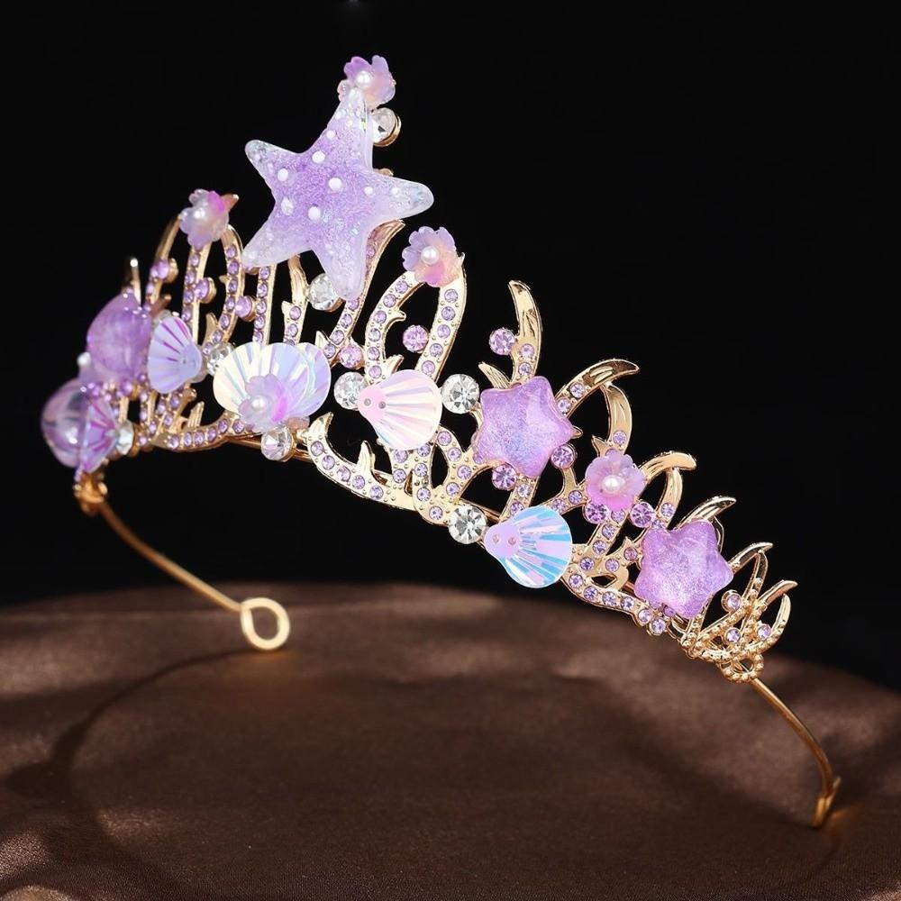 Tiaras Crystal Shell Mermaid Sea Star Crown Tiara Headband  Bride Wedding Hair Accessories