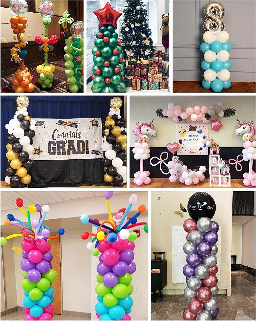 YALLOVE Balloon Column Stand 4 Height Adjustable Balloon Tower Pillar Reusable Metal Telescopic Birthday Graduation Party Decorations Kit, Sets, 2.13m