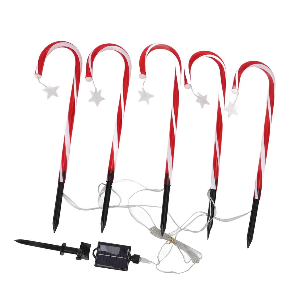 Xmas Candy Cane Lights 1 for 5 IP65 Water Resistant 8 Modes 500mAh Battery Candy Cane Pathway