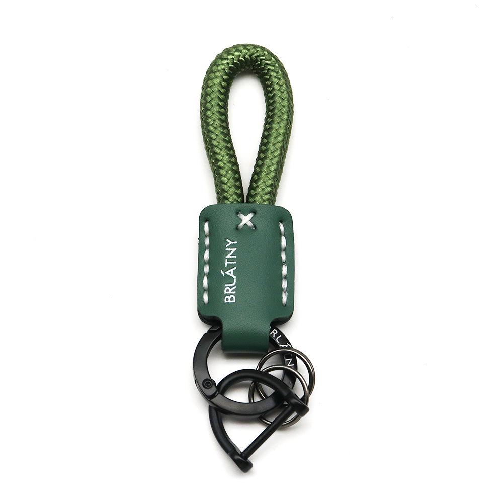 High-end Handmade Leather Woven Keychain with Printed Logo