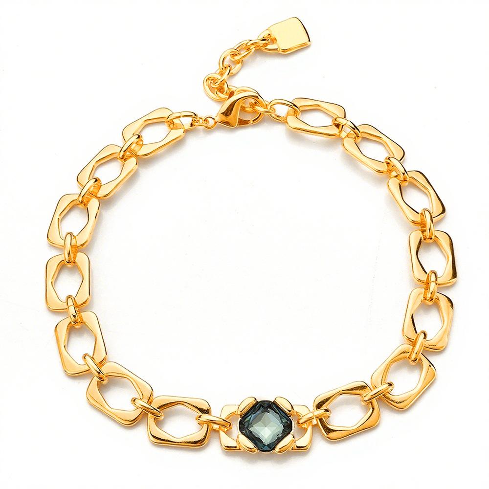 Spanish Splicing Crystal Diamond Chain Blue Crystal Necklace Women S Accessories