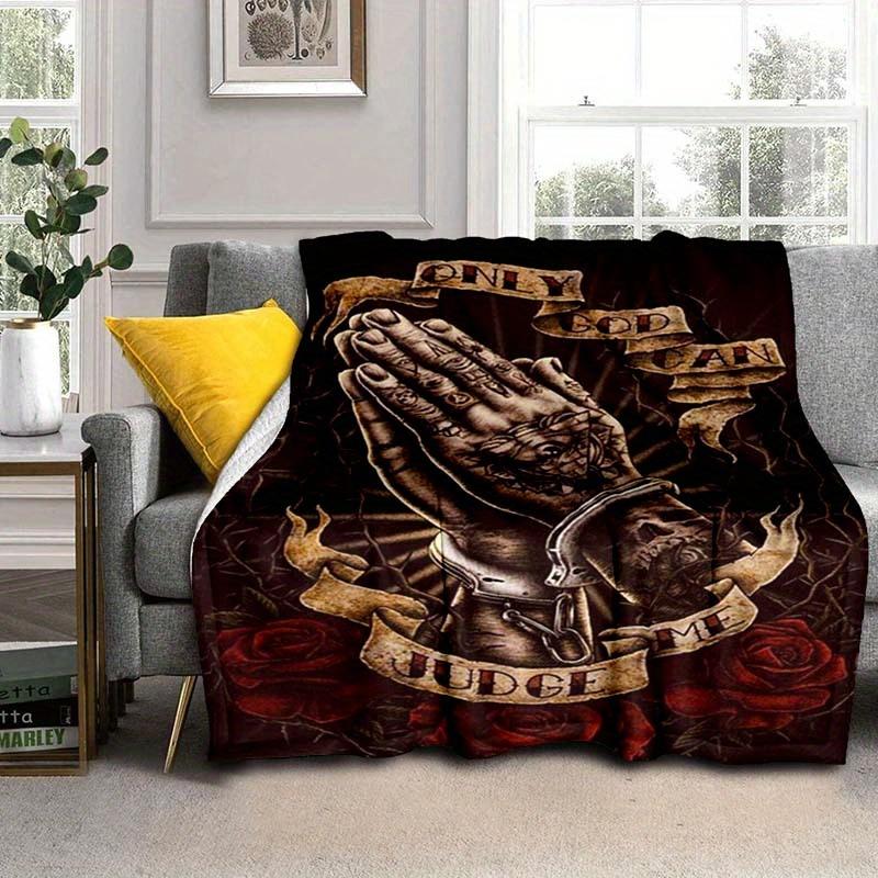 

Clenchedfist Gothic letter pattern Flannel printed blanket suitable for all seasons suitable for living room office sofa travel 75x100cm (30x40inch)
