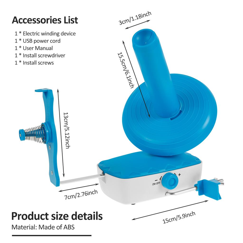 Electric Yarn Winder 10oz Large Capacity Stable Tension Yarn Ball Winder Stepless Speed Crocheting Roller Spinner for Knitting