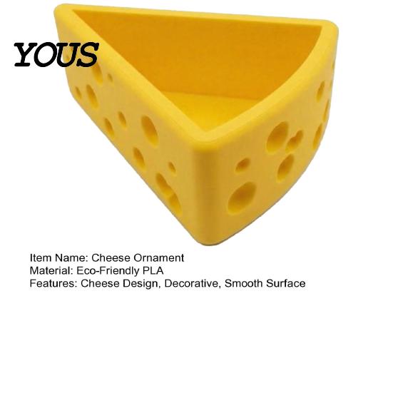Key Holder Cheese Shape Ornament, 3D Printing Smooth Surface Storage Box, Hole Desk Organizer Design Bright Yellow Cosmetic for Keys