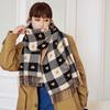 Imitation cashmere versatile love plaid scarf thickened tassel warm air conditioner shawl scarf