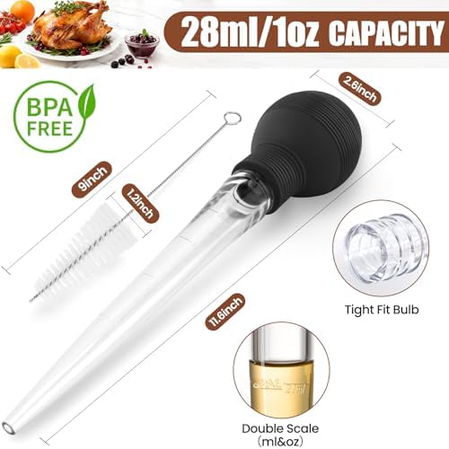 

Seasoning Sauce Injection Pump Turkey Squirt Straw with Cleaning Brush for Home Kitchen BBQ Cooking Marinade Injection Dropper белый
