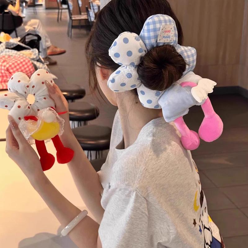 Cartoon Lower Body Of Animal Large Flower Scrunchie For Women Girls Sweet Hair Band Headband Hair Tie Cute Hair Accessories