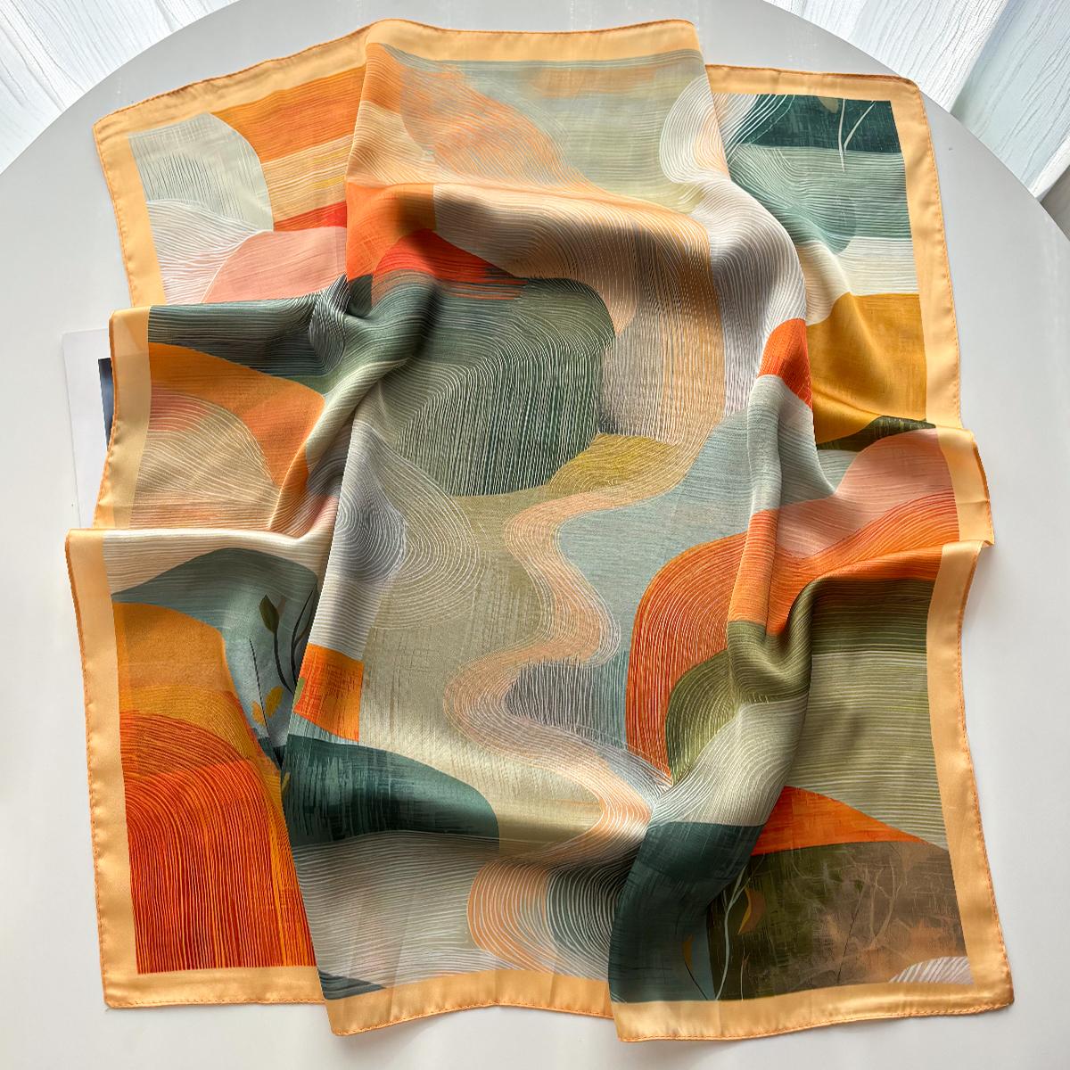

Luxury Square Scarf For Women Imitation Silk Scarves Bandanas Elegant Ladies Hijab Neckerchief Fashion Soft Stain Shawl Wraps