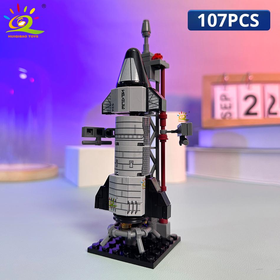 HUIQIBAO Letecký kosmodrom Model Raketoplán Raketa Startovní centrum Stavební bloky MOC Kosmická loď Dětské kostky Hračka