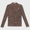 2024 Autumn Women's Leopard Print Slim Fit Mesh T-Shirt - Thin Casual Half High Collar Trend.
