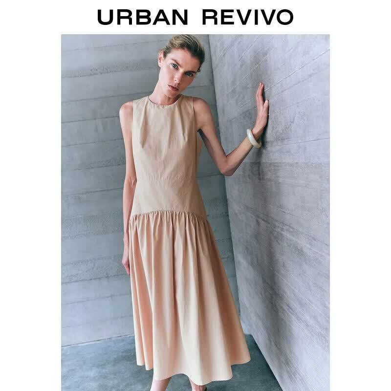UR Women's Pleated Sleeveless A-line Dress