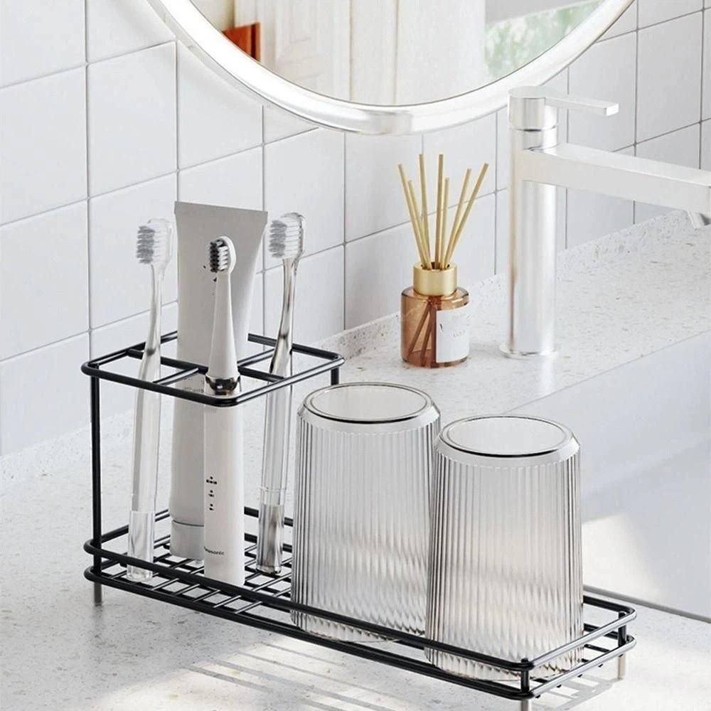Non-Slip Toothbrush Holder Carbon Steel Electric Toothbrush Stand Toothpaste Shelf Desktop