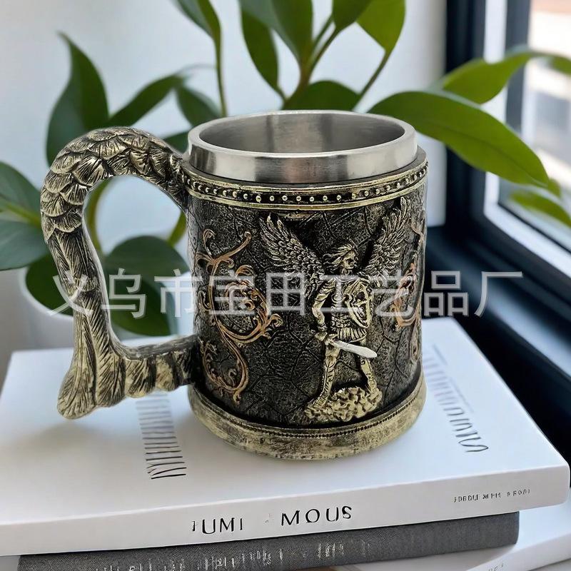 Canecas de cerveja Viking Nórdicas, canecas de café de aço inoxidável, ornamentos de casa vintage, adequados para decoração de bar