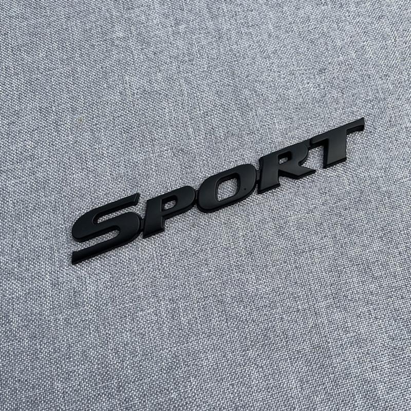 3D Metal Black Logo Sport Emblem Letters Sticker Car Front Grill Badge Trunk Decal For Sport Sticker Accessories