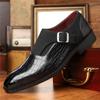 New Britain Men's Pointed Alligator Pattern Slip On Casual Shoes Business Monk Strap Loafers Formal Wedding Dress Footwear