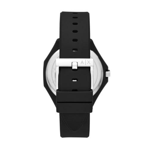 Armani Exchange Three-Hand Black Silicone Watch