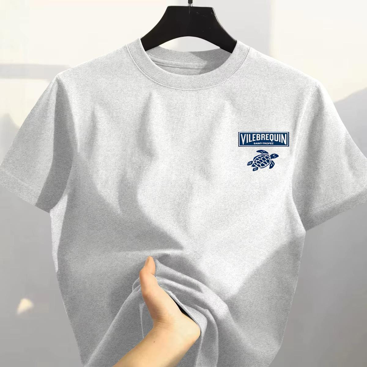 The 2025 Summer New Trend Turtle Graphic Print Fashionable and Casual Highquality Mens and Womens Cotton Roundneck Tshirts S