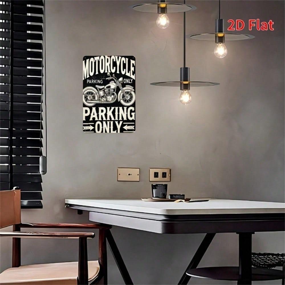 Vintage Motorcycle Parking Metal Sign 8x12 Inch Waterproof Rustproof Flat Iron Wall Decor For Home Bar Cafe Classic Style