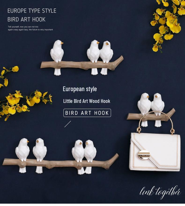 Handcrafted European-Style Small Bird Wall Hook for Keys & Coats