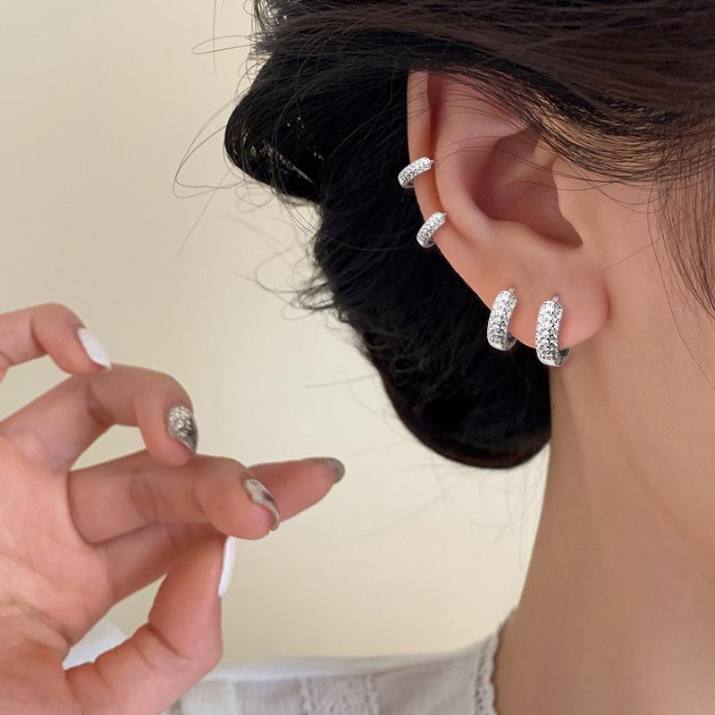 Zirconia Multi-Size Stackable Hoop Ear Cuffs - Trendy & Unique Cartilage Earrings In Niche Fashion Style