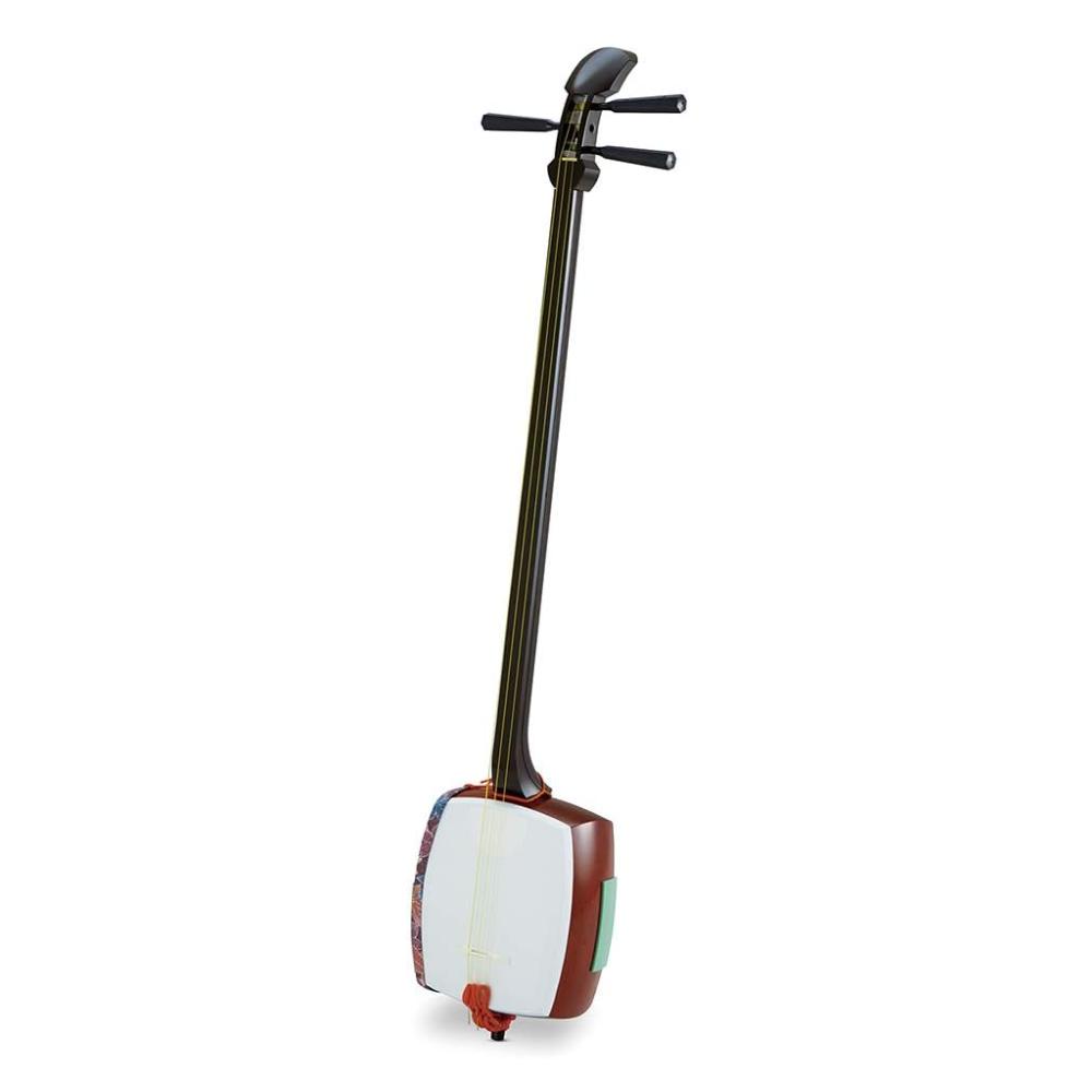 Set Shamisen Suzuki Hosozao, Arțar, Lemn + Rășină, Gât Dintr-o Bucată (Nobezao), MS-8 Gata de utilizare imediat, Fără întreținere alb