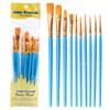 10-Piece Pearlescent Blue Oil Paint Brush Set with Nylon Bristles for Gouache & Watercolor