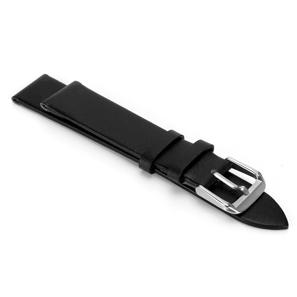 1 Pair PU Leather Universal Unisex Pin Buckle Watch Band Replacement Watch Strap (19mm)Black