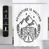 Shower Curtains For Camper Trailer Bathroom, Camping Tent Trees And Mountain Printed,With Hooks Bath Curtai