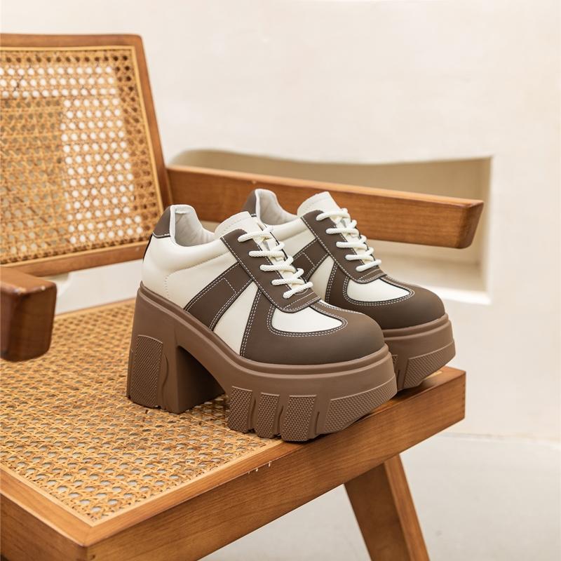 Fashion Women High Heels 2024 New Spring Heels High 11cm Platform Women Fashion Shoes Matching Color Lace-up Genuine Leather Women Shoes