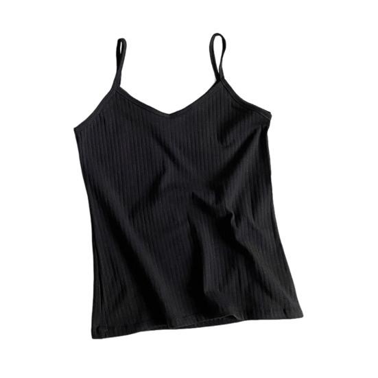 Women's Spaghetti Strap Cami Top Summer Slim Fitted Ribbed Tank Top V-Neck Sleeveless Vest Camisole Basic Layering Shirts