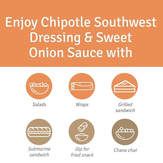 Veeba Sweet Onion Sauce, 350g and Chipotle Southwest Dressing, 300g - Pack of 2